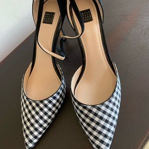 White House Black Market 3” Strappy Gingham Pumps